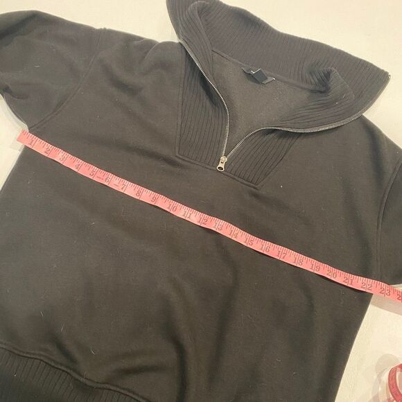 Rae Mode Black Half Zip Ribbed Pullover Sweatshirt Women’s Size Small Oversized - Picture 6 of 6